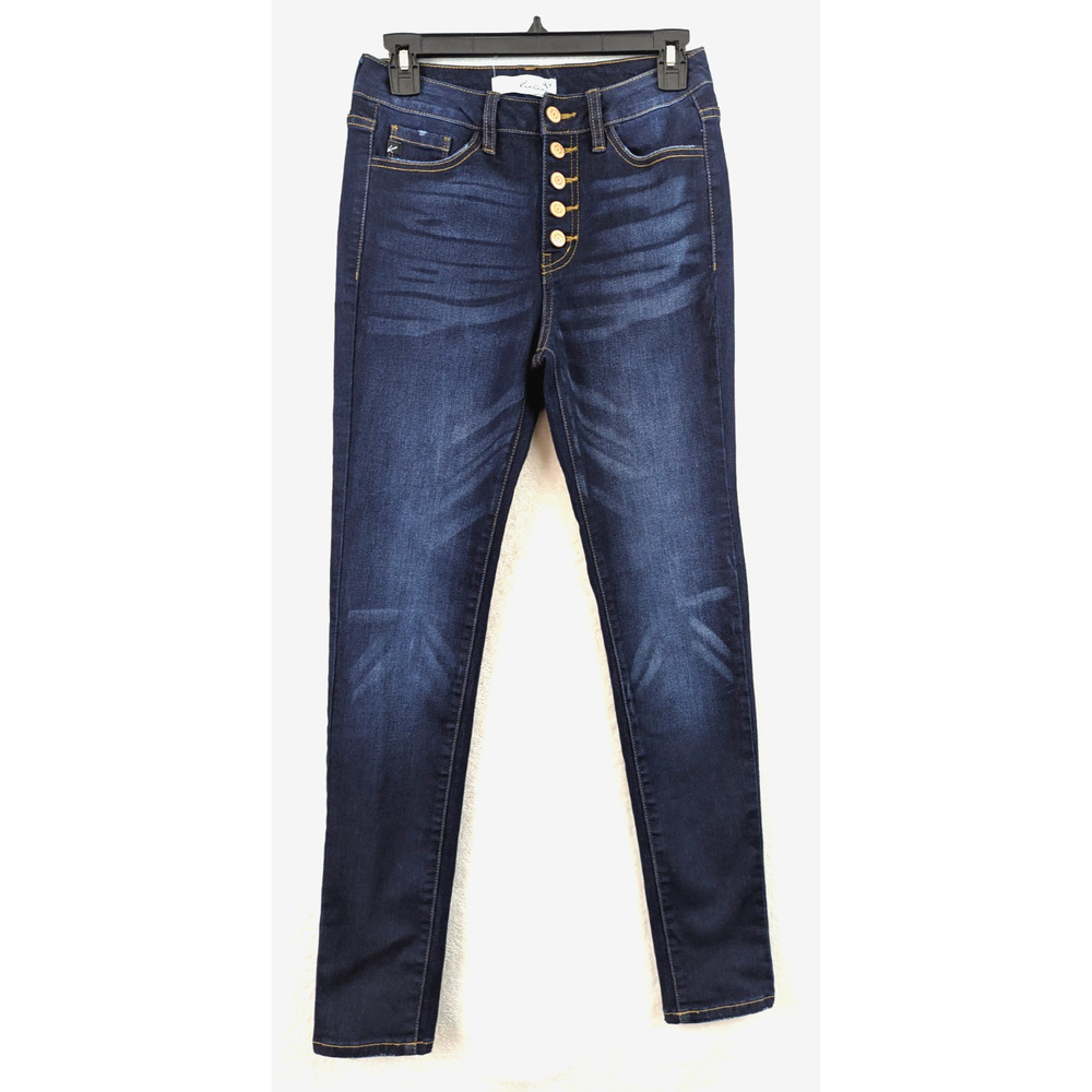 Kancan Dark Blue Women's Skinny Jeans with Button Fly
